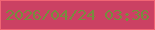 文字の大きさ：4、枠の色：f16574、背景の色：cb4163、文字の色：778c3e 無料ブログパーツのブログ時計