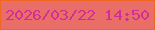文字の大きさ：4、枠の色：f16621、背景の色：ea6e68、文字の色：d32d96 無料ブログパーツのブログ時計