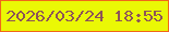 文字の大きさ：1、枠の色：f1671a、背景の色：eaf805、文字の色：8d5458 無料ブログパーツのブログ時計
