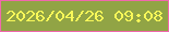 文字の大きさ：4、枠の色：f168ac、背景の色：91a445、文字の色：f8f859 無料ブログパーツのブログ時計