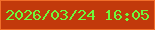 文字の大きさ：5、枠の色：f16e2a、背景の色：c2390b、文字の色：6ef83b 無料ブログパーツのブログ時計