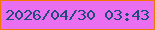 文字の大きさ：5、枠の色：f17602、背景の色：e96ff0、文字の色：214c7a 無料ブログパーツのブログ時計