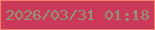 文字の大きさ：2、枠の色：f1836b、背景の色：cb395a、文字の色：919974 無料ブログパーツのブログ時計