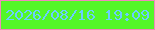 文字の大きさ：5、枠の色：f188bc、背景の色：53f728、文字の色：6acefe 無料ブログパーツのブログ時計