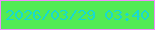 文字の大きさ：3、枠の色：f18dfd、背景の色：52eb55、文字の色：18d9d0 無料ブログパーツのブログ時計