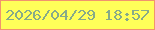 文字の大きさ：4、枠の色：f1946d、背景の色：ffff59、文字の色：86aa89 無料ブログパーツのブログ時計