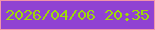 文字の大きさ：3、枠の色：f194ab、背景の色：9042d2、文字の色：9ed909 無料ブログパーツのブログ時計