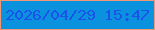 文字の大きさ：2、枠の色：f19977、背景の色：0b92df、文字の色：1a52ea 無料ブログパーツのブログ時計