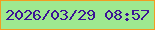 文字の大きさ：5、枠の色：f19d22、背景の色：9ee990、文字の色：3c1495 無料ブログパーツのブログ時計