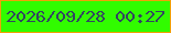 文字の大きさ：2、枠の色：f1a008、背景の色：31fc00、文字の色：324660 無料ブログパーツのブログ時計