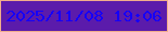 文字の大きさ：3、枠の色：f1ad8c、背景の色：5b1bab、文字の色：1502f7 無料ブログパーツのブログ時計
