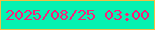 文字の大きさ：3、枠の色：f1bf42、背景の色：06f2b1、文字の色：f81f7b 無料ブログパーツのブログ時計