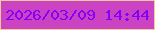 文字の大きさ：1、枠の色：f1cc99、背景の色：cb42c3、文字の色：8301f4 無料ブログパーツのブログ時計