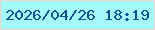 文字の大きさ：4、枠の色：f1d2c8、背景の色：a4f9fb、文字の色：125092 無料ブログパーツのブログ時計