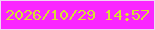 文字の大きさ：2、枠の色：f1d4f5、背景の色：fa26ff、文字の色：d7e033 無料ブログパーツのブログ時計