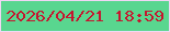 文字の大きさ：1、枠の色：f1d6f4、背景の色：59d68f、文字の色：c5162f 無料ブログパーツのブログ時計