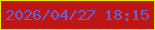 文字の大きさ：5、枠の色：f1e711、背景の色：be1614、文字の色：6b61d7 無料ブログパーツのブログ時計