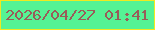 文字の大きさ：4、枠の色：f1e91f、背景の色：55f394、文字の色：995d59 無料ブログパーツのブログ時計
