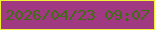 文字の大きさ：5、枠の色：f1f036、背景の色：a03982、文字の色：406c15 無料ブログパーツのブログ時計