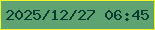 文字の大きさ：2、枠の色：f1f52a、背景の色：5ea371、文字の色：083a2f 無料ブログパーツのブログ時計