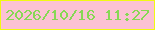 文字の大きさ：4、枠の色：f1fa13、背景の色：fcc2d4、文字の色：86d854 無料ブログパーツのブログ時計