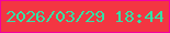 文字の大きさ：4、枠の色：f202a0、背景の色：f33642、文字の色：35e0a5 無料ブログパーツのブログ時計