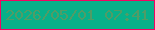文字の大きさ：2、枠の色：f20462、背景の色：08b089、文字の色：509c66 無料ブログパーツのブログ時計