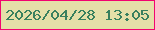 文字の大きさ：4、枠の色：f20470、背景の色：e5dfa8、文字の色：39805e 無料ブログパーツのブログ時計