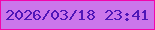 文字の大きさ：3、枠の色：f205ab、背景の色：cb76eb、文字の色：4f16b7 無料ブログパーツのブログ時計