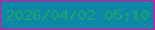 文字の大きさ：2、枠の色：f2089f、背景の色：0c87a6、文字の色：1ea56b 無料ブログパーツのブログ時計