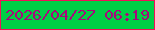 文字の大きさ：5、枠の色：f20f58、背景の色：00cf45、文字の色：a8077b 無料ブログパーツのブログ時計