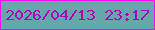 文字の大きさ：5、枠の色：f20fee、背景の色：66a7ae、文字の色：a901b7 無料ブログパーツのブログ時計
