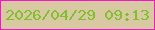 文字の大きさ：2、枠の色：f217c8、背景の色：d9c9a3、文字の色：7ec02d 無料ブログパーツのブログ時計