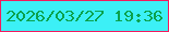 文字の大きさ：2、枠の色：f21a5d、背景の色：3cf0f6、文字の色：0ba14c 無料ブログパーツのブログ時計
