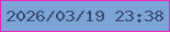 文字の大きさ：1、枠の色：f221b7、背景の色：79a6d7、文字の色：3e496f 無料ブログパーツのブログ時計