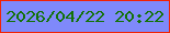 文字の大きさ：5、枠の色：f22204、背景の色：7f89fa、文字の色：137208 無料ブログパーツのブログ時計