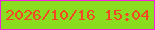 文字の大きさ：4、枠の色：f223df、背景の色：8adc20、文字の色：f84625 無料ブログパーツのブログ時計