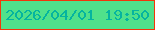 文字の大きさ：5、枠の色：f2360a、背景の色：50e18b、文字の色：05b49f 無料ブログパーツのブログ時計