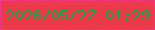 文字の大きさ：2、枠の色：f23682、背景の色：ed3a49、文字の色：15a74b 無料ブログパーツのブログ時計