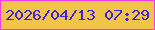 文字の大きさ：4、枠の色：f23be2、背景の色：efc448、文字の色：3f24de 無料ブログパーツのブログ時計