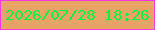 文字の大きさ：5、枠の色：f23ce2、背景の色：e7a465、文字の色：02f743 無料ブログパーツのブログ時計