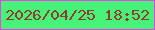 文字の大きさ：4、枠の色：f23ee6、背景の色：46f277、文字の色：933a32 無料ブログパーツのブログ時計