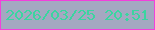 文字の大きさ：2、枠の色：f240db、背景の色：a4a8c1、文字の色：3bd5a0 無料ブログパーツのブログ時計