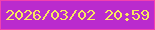 文字の大きさ：4、枠の色：f241af、背景の色：ba2bce、文字の色：f9e760 無料ブログパーツのブログ時計