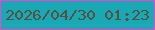 文字の大きさ：5、枠の色：f242cf、背景の色：19a9b5、文字の色：584f40 無料ブログパーツのブログ時計