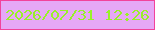 文字の大きさ：2、枠の色：f2439b、背景の色：e6a8f6、文字の色：98f129 無料ブログパーツのブログ時計