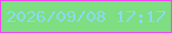 文字の大きさ：4、枠の色：f247f0、背景の色：7fdd82、文字の色：87dbf3 無料ブログパーツのブログ時計