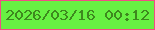 文字の大きさ：5、枠の色：f24c85、背景の色：67f043、文字の色：3d891e 無料ブログパーツのブログ時計