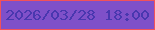 文字の大きさ：2、枠の色：f2515a、背景の色：7f50c9、文字の色：4937af 無料ブログパーツのブログ時計