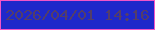 文字の大きさ：4、枠の色：f255c8、背景の色：1f28ca、文字の色：533d6a 無料ブログパーツのブログ時計